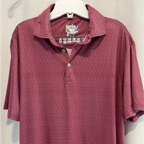 Tailor Byrd Performance Polo Burgundy Geometric Men’s L. - Picture 1 of 8
